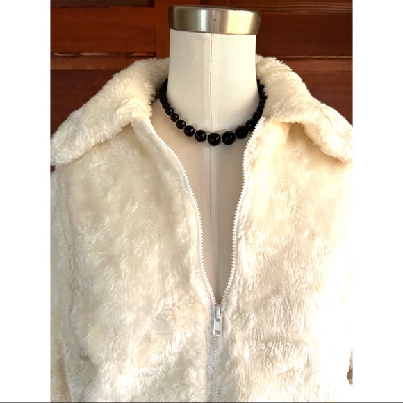 White Faux Fur Reversible Jacket with Pockets - Picture 2 of 7
